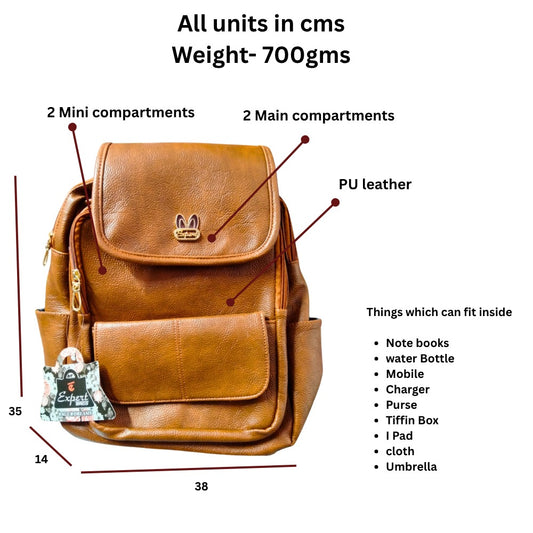 PU Leather Multipurpose Back Pack Brown
